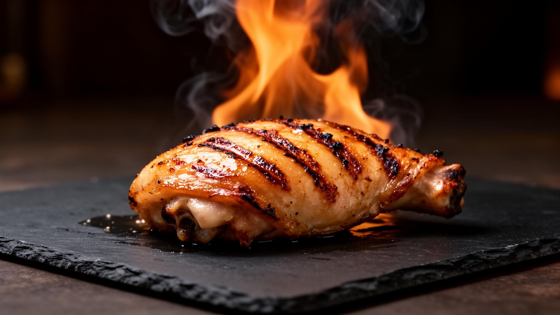 Frango grelhado flamejante